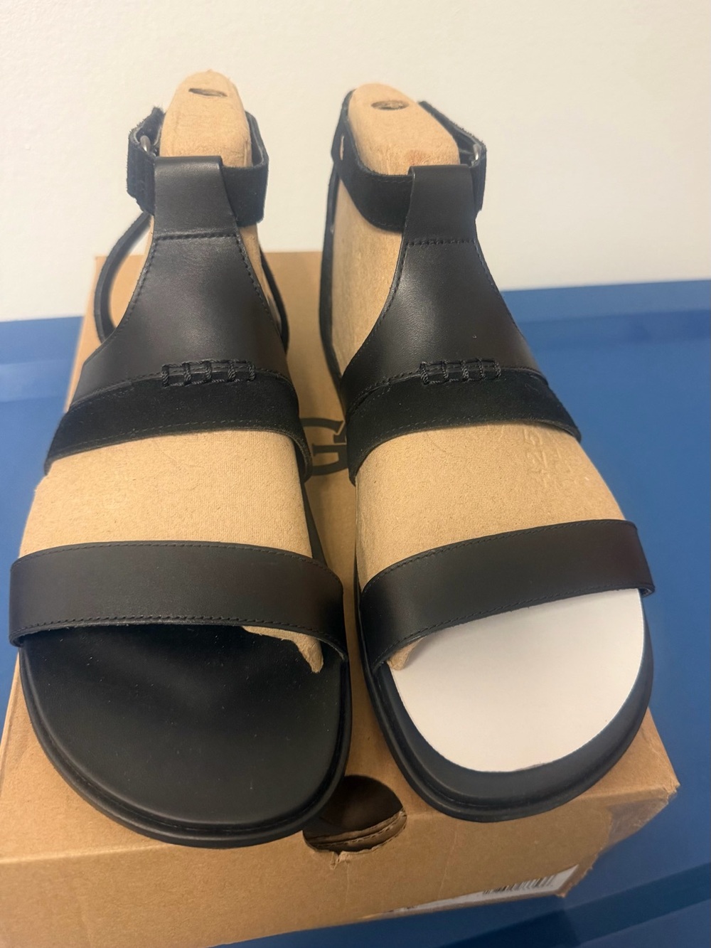 UGG Women's Black Two-Strap Ankle Sandals